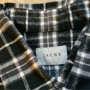 Jachs Thick Flannel Black & White Plaid Shirt 100% Cotton Size: XL